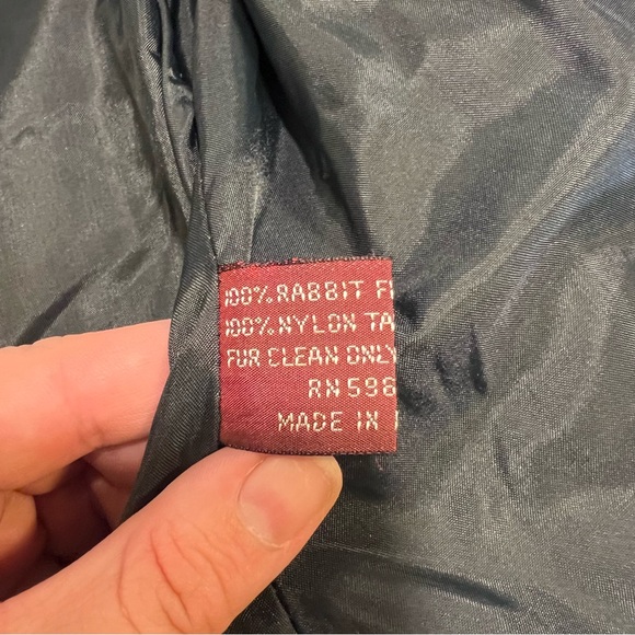 Vintage Black Rabbit Fur Coat | Size Large - Picture 8 of 9